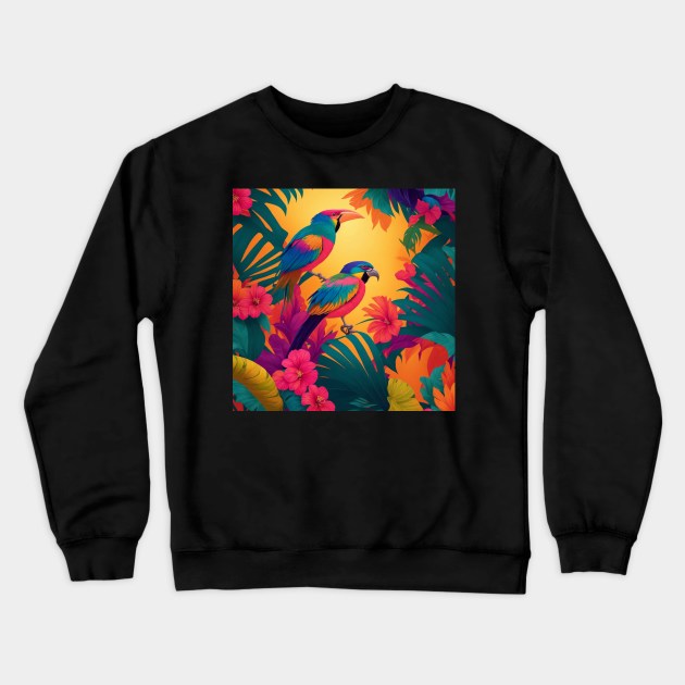 Tropical Jungle Haven Crewneck Sweatshirt by Moulezitouna